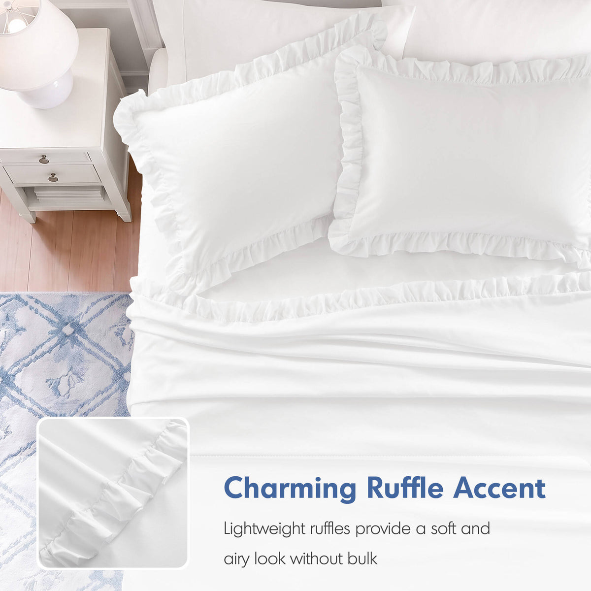 MF Solid Ruffled Hem Sheets, Bright White - product image 44