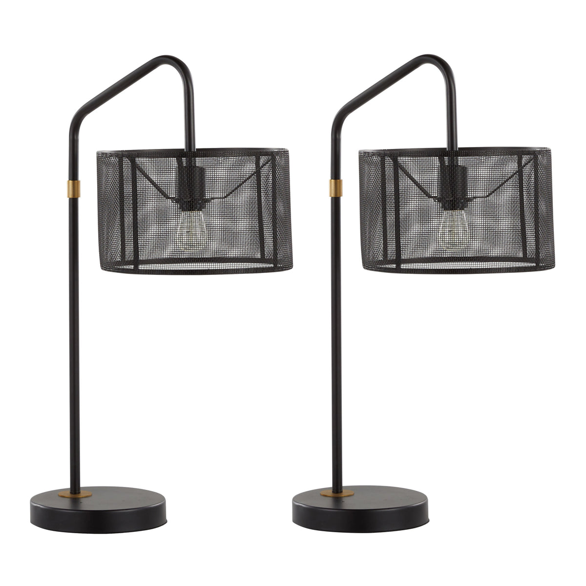 Mod Mesh 27" Contemporary Metal Task Lamp with Built-In USB Port in Oil Bronze and Painted Gold Metal from Grandview Gallery by LumiSource - Set of 2 - Sonkuki