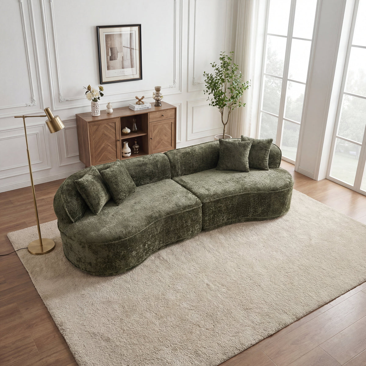 Modern Curved L-Shape Luxury Sectional Oversized Sofa: Minimalist Design, Comfy Sleeper Couch for Living Room, Apartment & Reception Spaces,No Assembly Required - Sonkuki