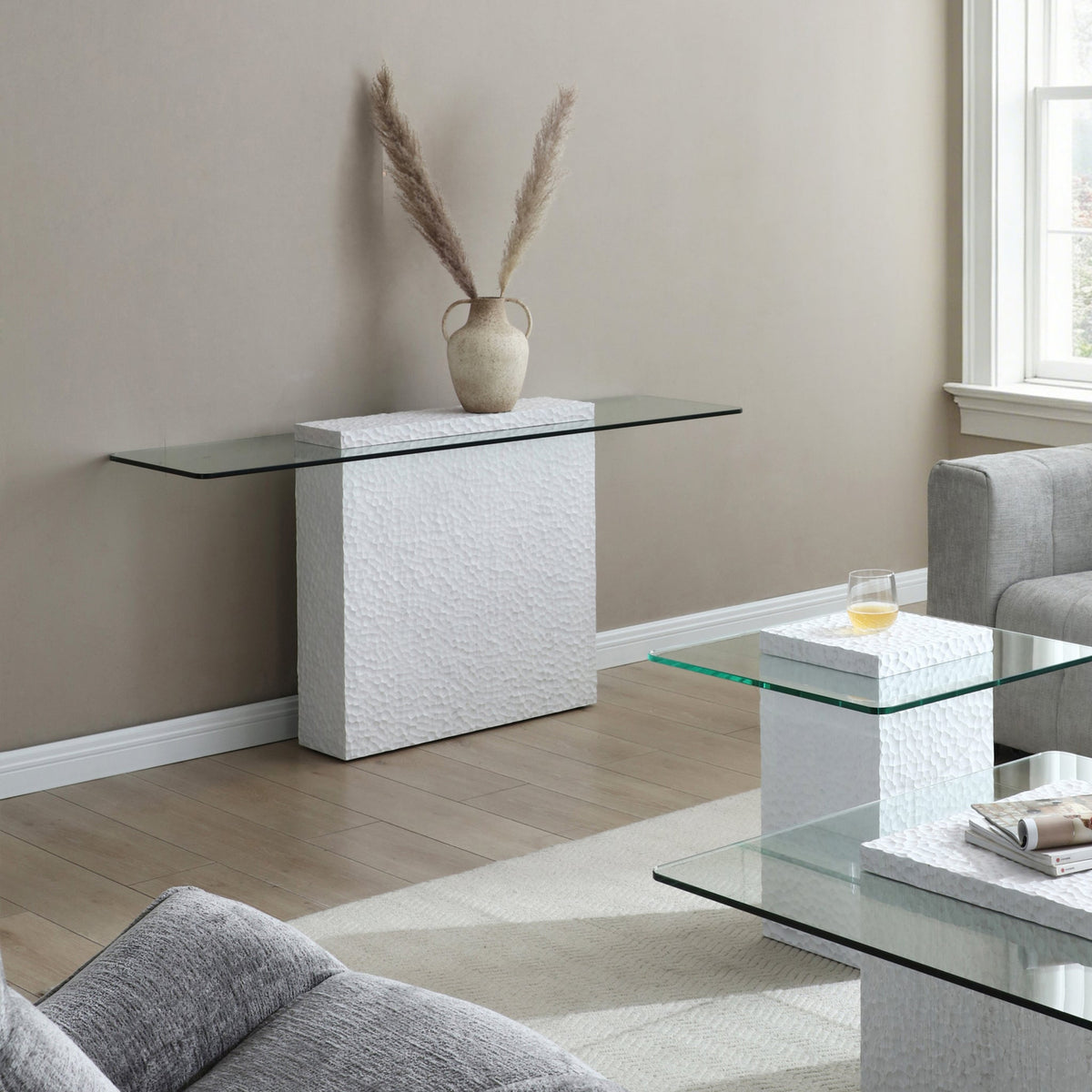 Modern Glass Top Console Table - Sonkuki