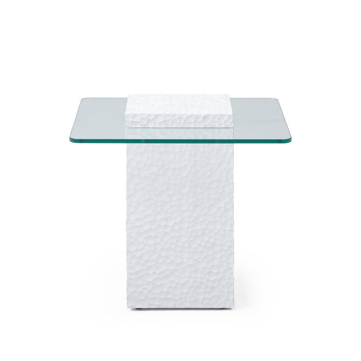 Modern White Sculpted Side Table - Sonkuki