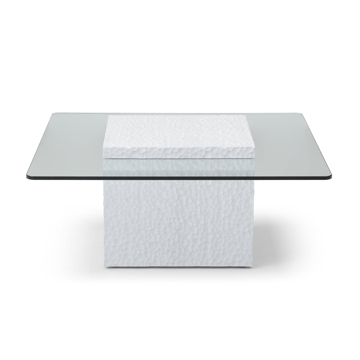 Modern White Textured Cube Coffee Table - Sonkuki