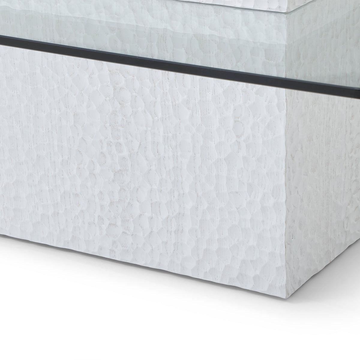 Modern White Textured Cube Coffee Table - Sonkuki