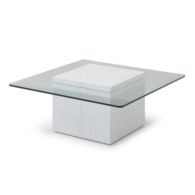 Modern White Textured Cube Coffee Table - Sonkuki