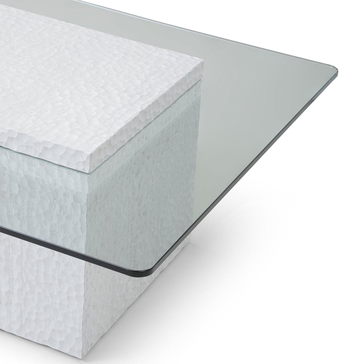 Modern White Textured Cube Coffee Table - Sonkuki