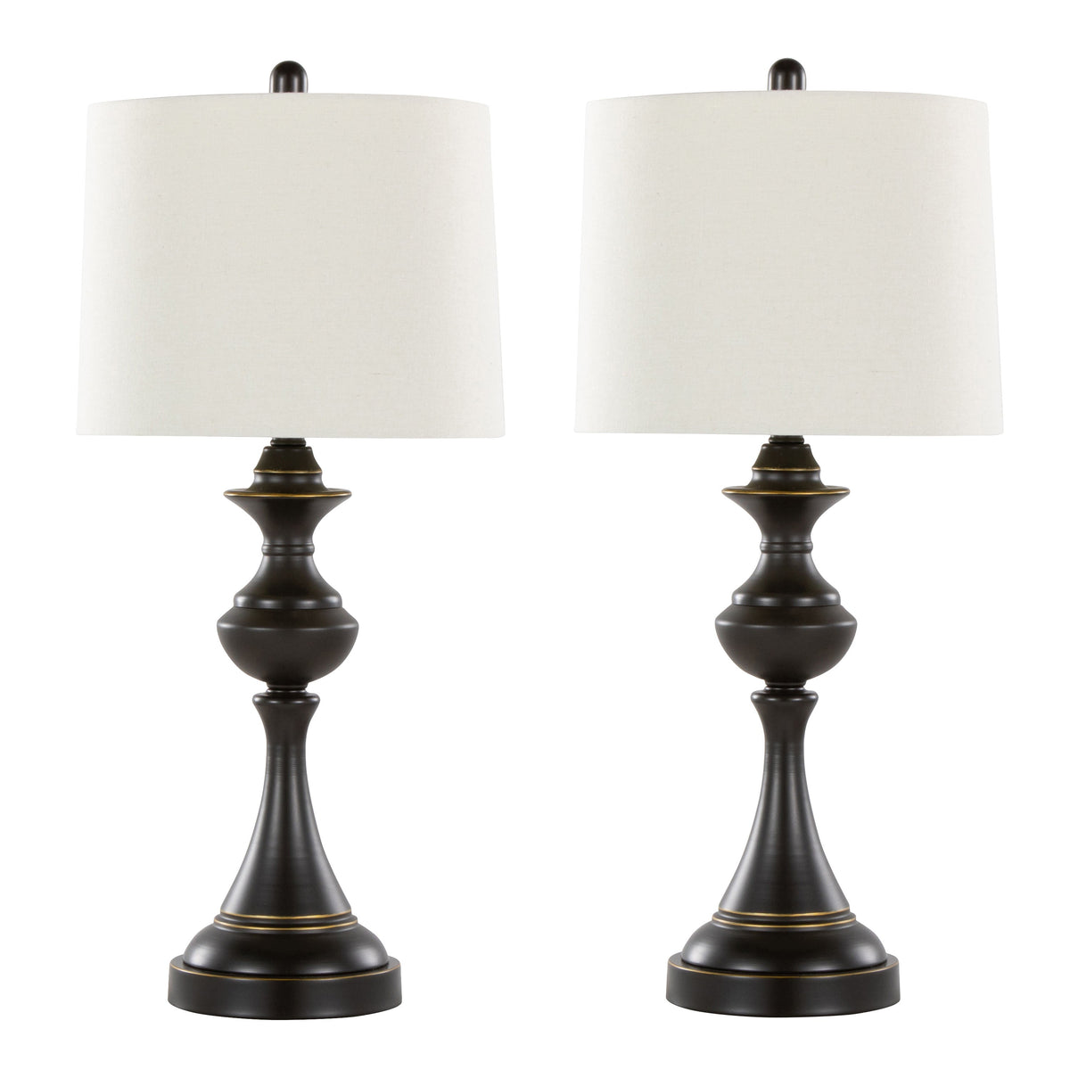Montgomery 29" Contemporary Metal Table Lamp in Oil Rubbed Bronze with Off-White Linen Shade from Grandview Gallery by LumiSource - Set of 2 - Sonkuki
