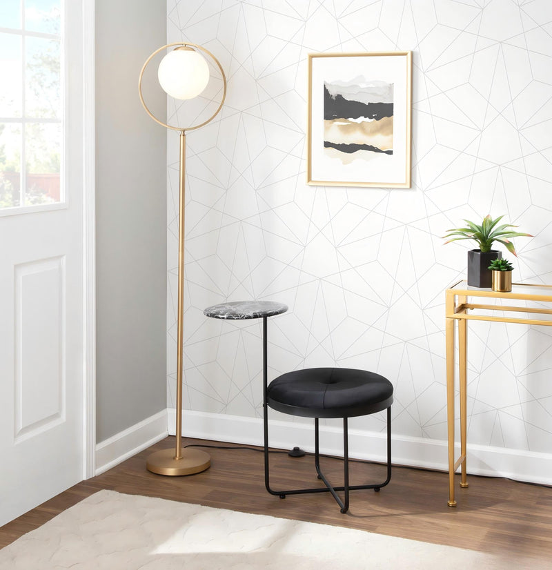 Moon Contemporary Floor Lamp in Gold Metal and Frosted Glass by LumiSource - main product image
