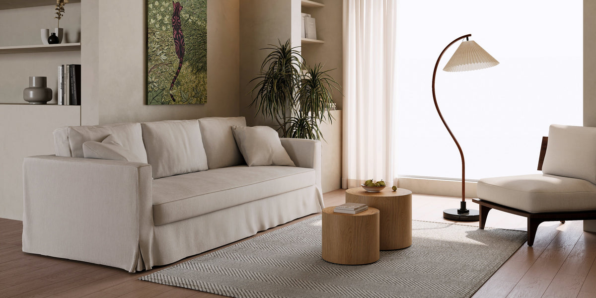 Nesting Coffee Table Set of 2, Modern Round Coffee Table, Wooden Circle Accent Tables for Small Spaces Living Room Bedroom Balcony Office Drum Side Table - Sonkuki