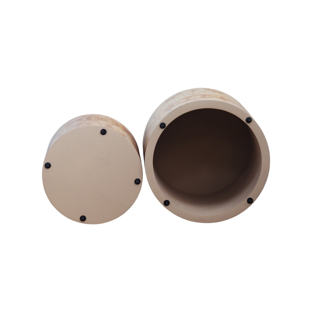 Nesting Coffee Table Set of 2, Modern Round Coffee Table, Wooden Circle Accent Tables for Small Spaces Living Room Bedroom Balcony Office Drum Side Table - Sonkuki