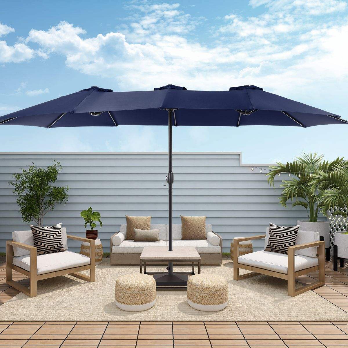 SONKUKI 15 x 9ft Double-Sided Patio Umbrella.