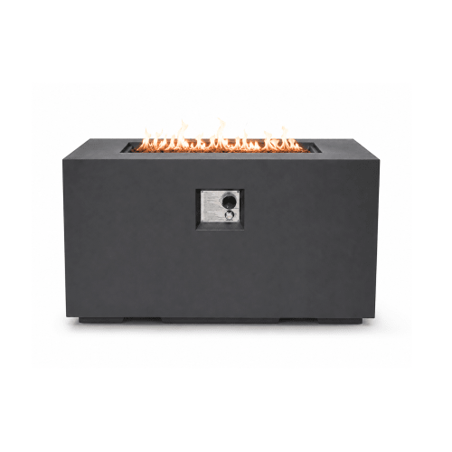 Outdoor Fire Pit Table, 50,000 BTU Propane Fire Pit, Lightweight Concrete Gas Fire Table with Lava Rocks, Burner Lid & Waterproof Cover, Rectangular Firepit for Patio Garden - Sonkuki