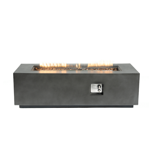 Outdoor Rectangle Propane Fire Pit Table 60inch, 60,000 BTU Concrete Fire Table with Waterproof Cover, Auto-Ignition, Free Lava Rocks - Sonkuki