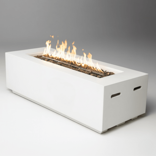 Outdoor Rectangle Propane Fire Pit Table 60inch, 60,000 BTU Concrete Fire Table with Waterproof Cover, Auto-Ignition, Free Lava Rocks - Sonkuki