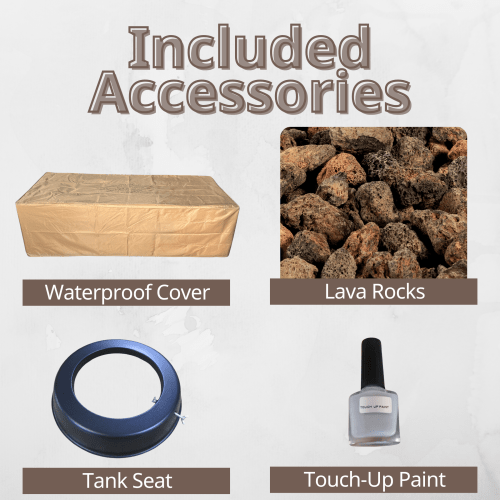 Outdoor Rectangle Propane Fire Pit Table 60inch, 60,000 BTU Concrete Fire Table with Waterproof Cover, Auto-Ignition, Free Lava Rocks - Sonkuki