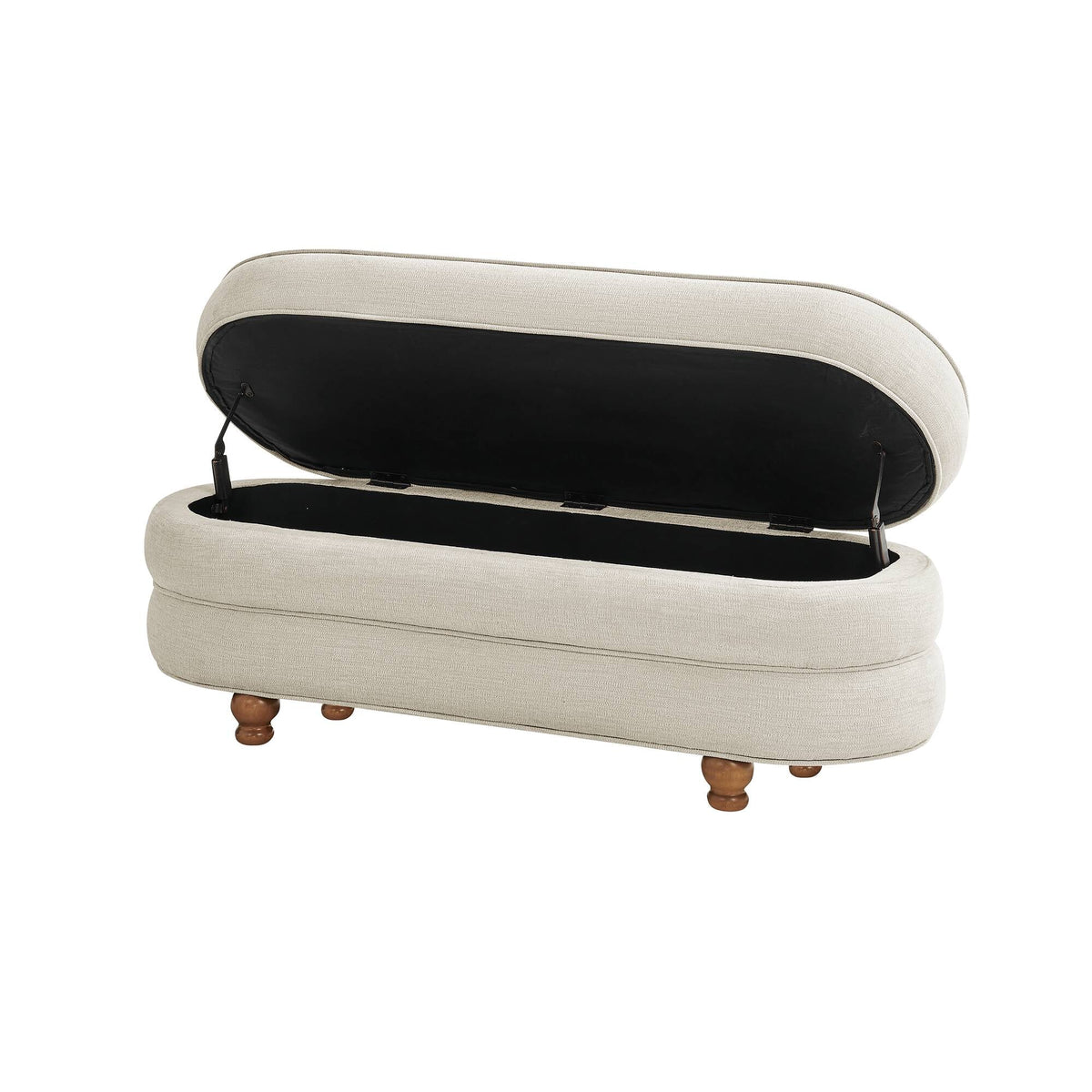 Oval Channel Storage Bench with Wooden Ball Feet - Sonkuki
