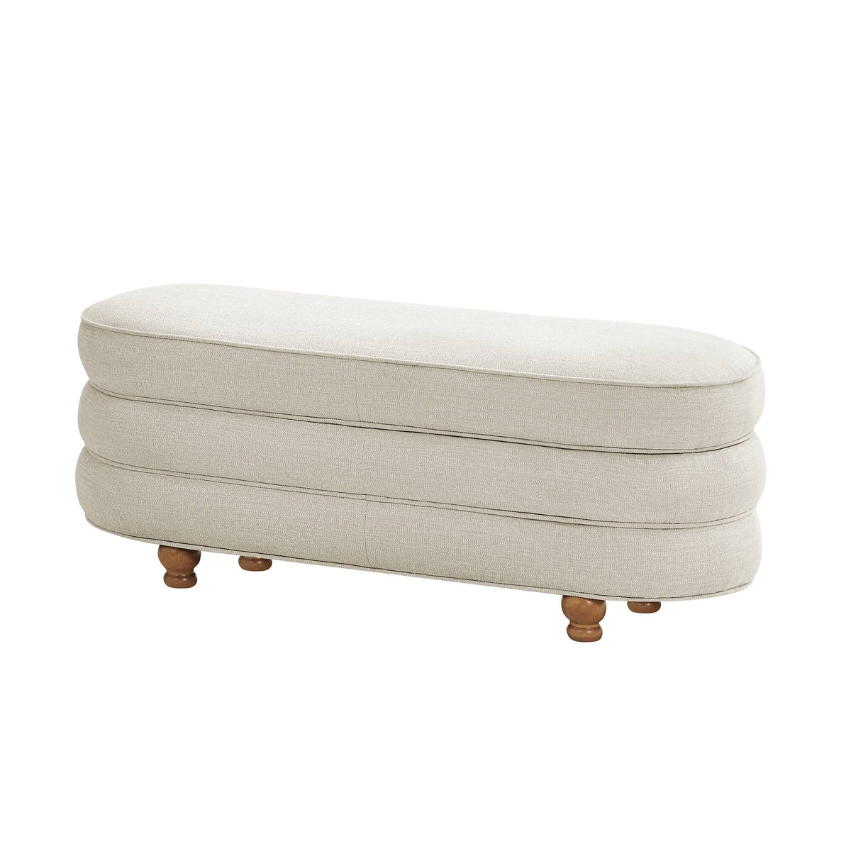 Oval Channel Storage Bench with Wooden Ball Feet - Sonkuki