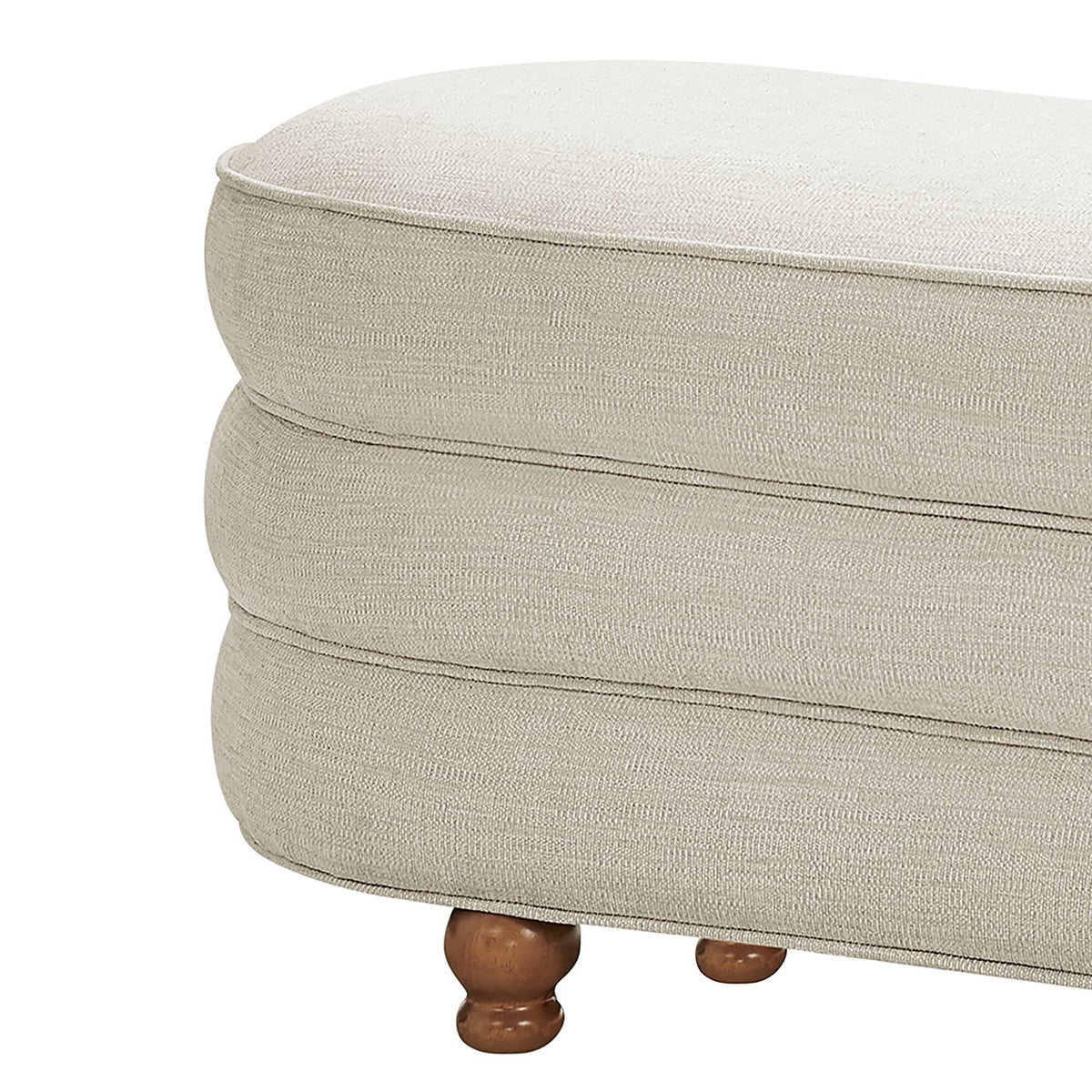 Oval Channel Storage Bench with Wooden Ball Feet - Sonkuki