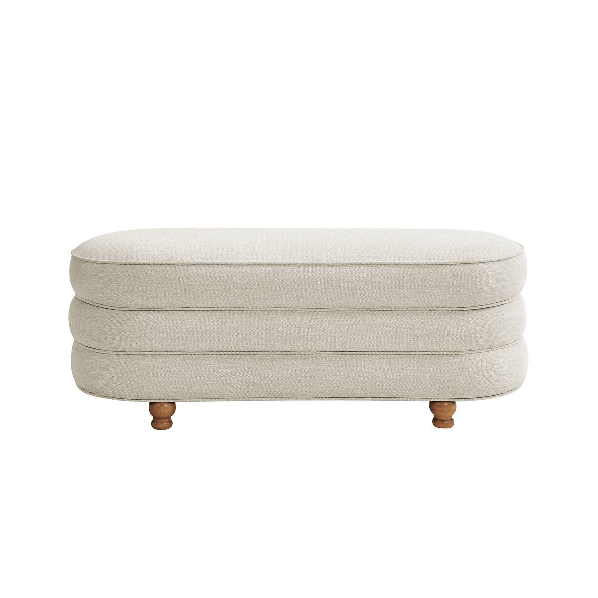 Oval Channel Storage Bench with Wooden Ball Feet - Sonkuki