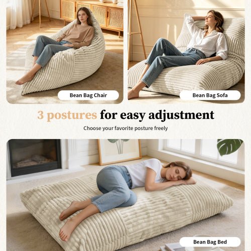 Oversized Convertible Bean Bag Chair – Your Cozy Spot for Relaxation & Family Time - Sonkuki