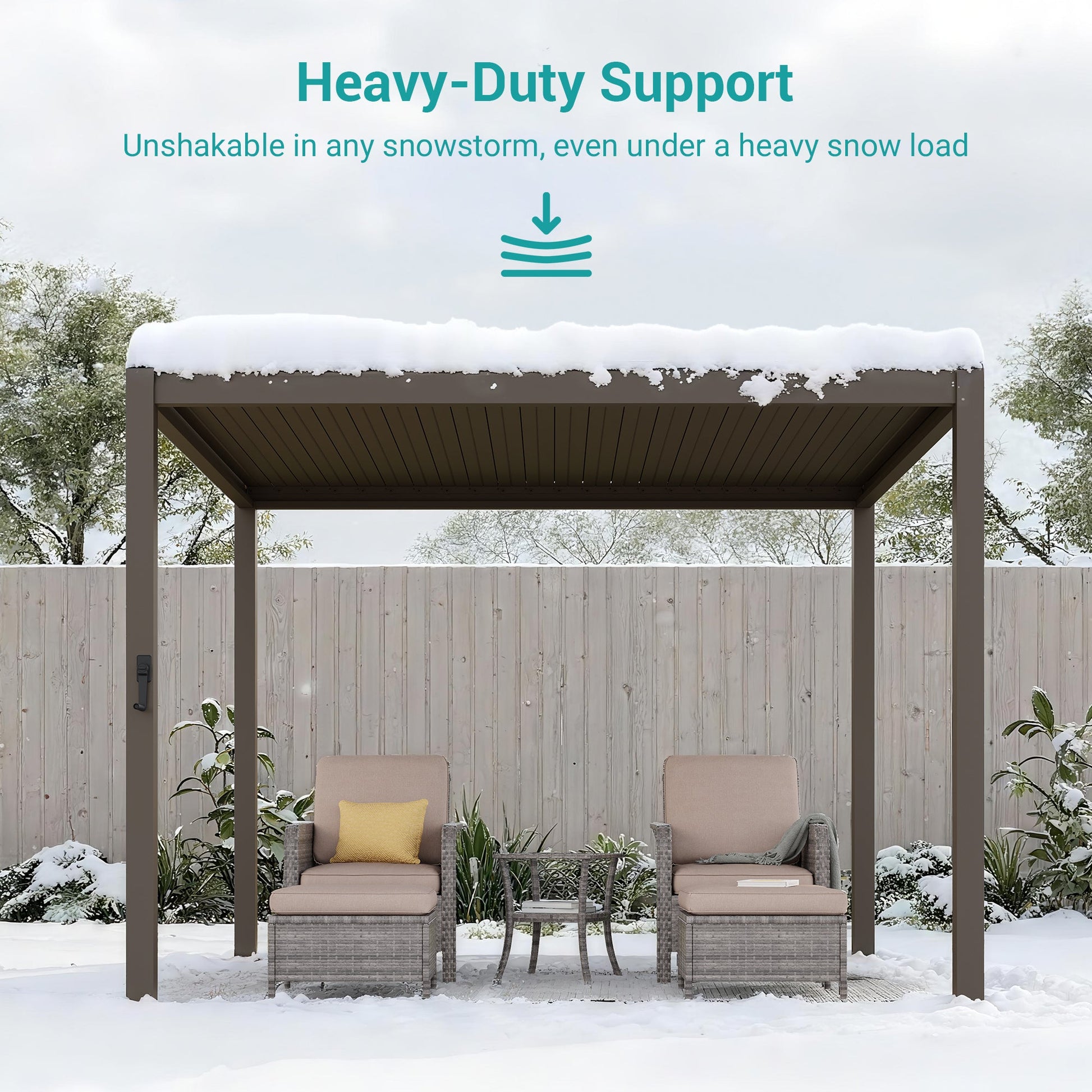 Patio LED Louvered Pergola 10x10Ft, Outdoor Metal Pergola with Adjustable Roof and LED strip lights, Easy Assembly Patio Pergola for Patio, Deck, Porch, Yard - Sonkuki