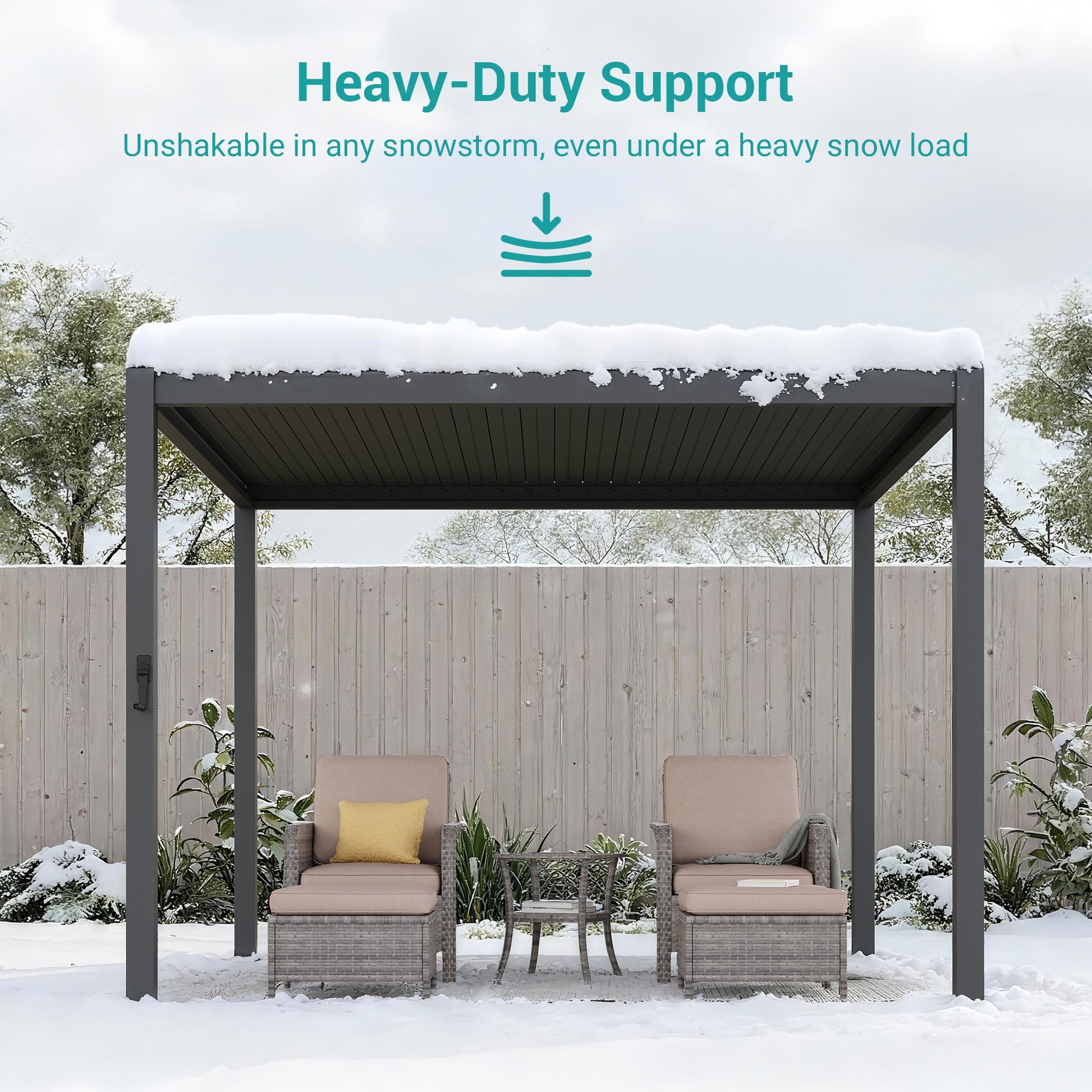 Patio LED Louvered Pergola 10x10Ft, Outdoor Metal Pergola with Adjustable Roof and LED strip lights, Easy Assembly Patio Pergola for Patio, Deck, Porch, Yard - Sonkuki