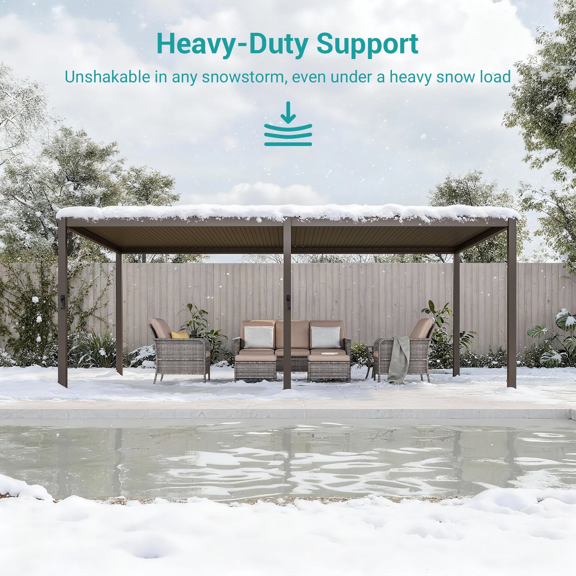 Patio LED Louvered Pergola 12x20Ft, Outdoor Metal Pergola with Adjustable Roof and LED strip lights, Easy Assembly Patio Pergola for Patio, Deck, Porch, Yard - Sonkuki