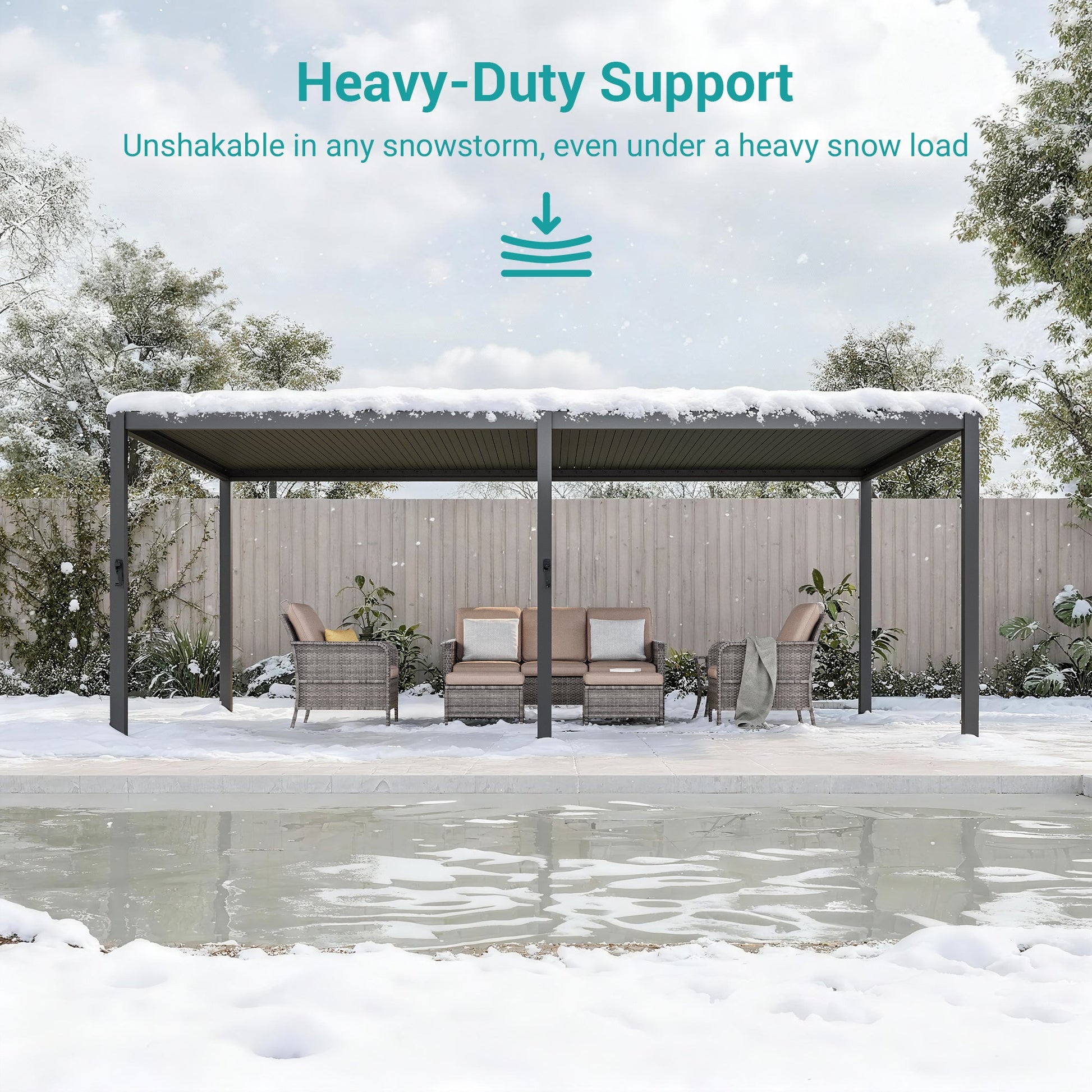 Patio LED Louvered Pergola 12x20Ft, Outdoor Metal Pergola with Adjustable Roof and LED strip lights, Easy Assembly Patio Pergola for Patio, Deck, Porch, Yard - Sonkuki