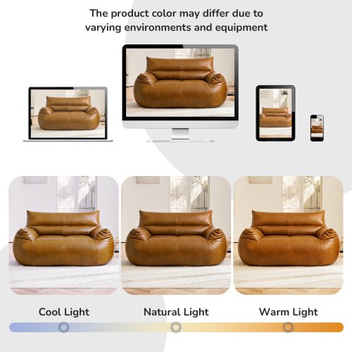 PBPMSR - Bean Bag Chair,Bean Bag Sofa - Large Bean Bag Sofa for Adults, Teens, and Children for Living Rooms, Bedroom, Dorm,Tech Fabric with faux‑leather appearance,Brown - Sonkuki