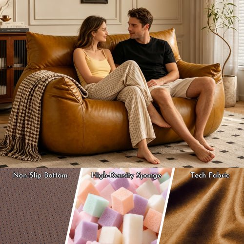 PBPMSR - Bean Bag Chair,Bean Bag Sofa - Large Bean Bag Sofa for Adults, Teens, and Children for Living Rooms, Bedroom, Dorm,Tech Fabric with faux‑leather appearance,Brown - Sonkuki