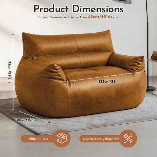 PBPMSR - Bean Bag Chair,Bean Bag Sofa - Large Bean Bag Sofa for Adults, Teens, and Children for Living Rooms, Bedroom, Dorm,Tech Fabric with faux‑leather appearance,Brown - Sonkuki