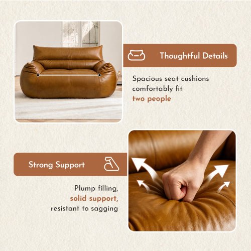 PBPMSR - Bean Bag Chair,Bean Bag Sofa - Large Bean Bag Sofa for Adults, Teens, and Children for Living Rooms, Bedroom, Dorm,Tech Fabric with faux‑leather appearance,Brown - Sonkuki