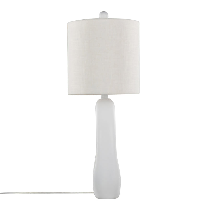 Pearl 29" Contemporary Polyresin Table Lamp in Matte White Poly, Natural Shell and White Linen Shade from Grandview Gallery by LumiSource - Set of 2 - Sonkuki