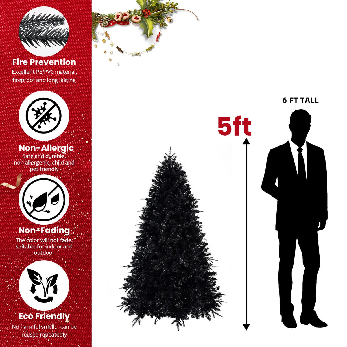 PE/PVC Mixed Black Christmas Tree - Sonkuki