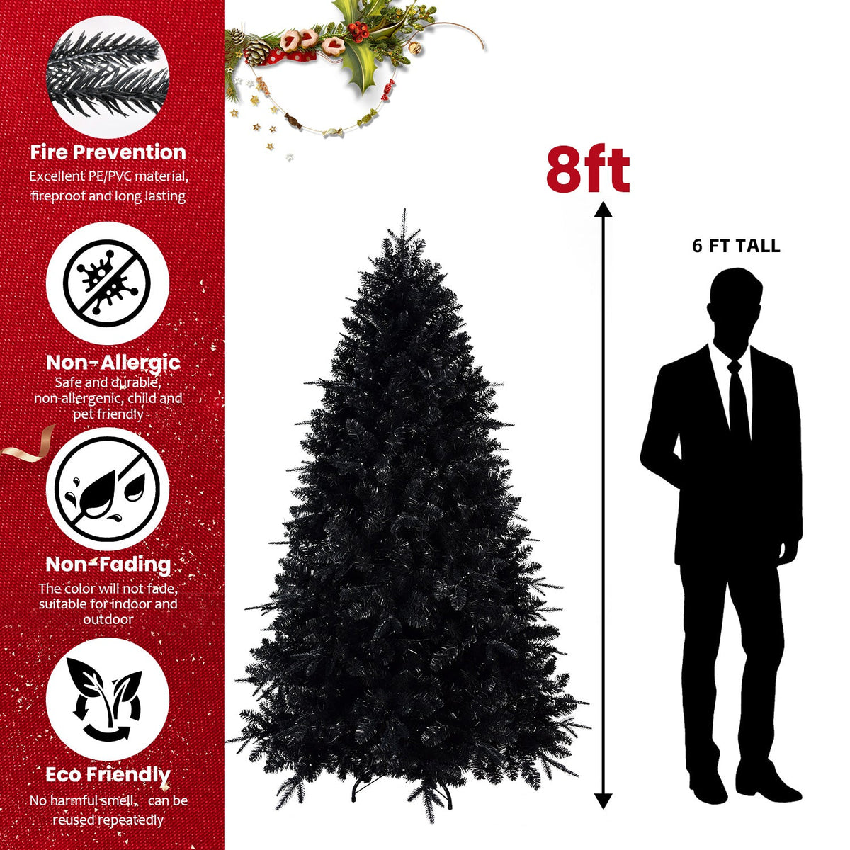 PE/PVC Mixed Black Christmas Tree - Sonkuki