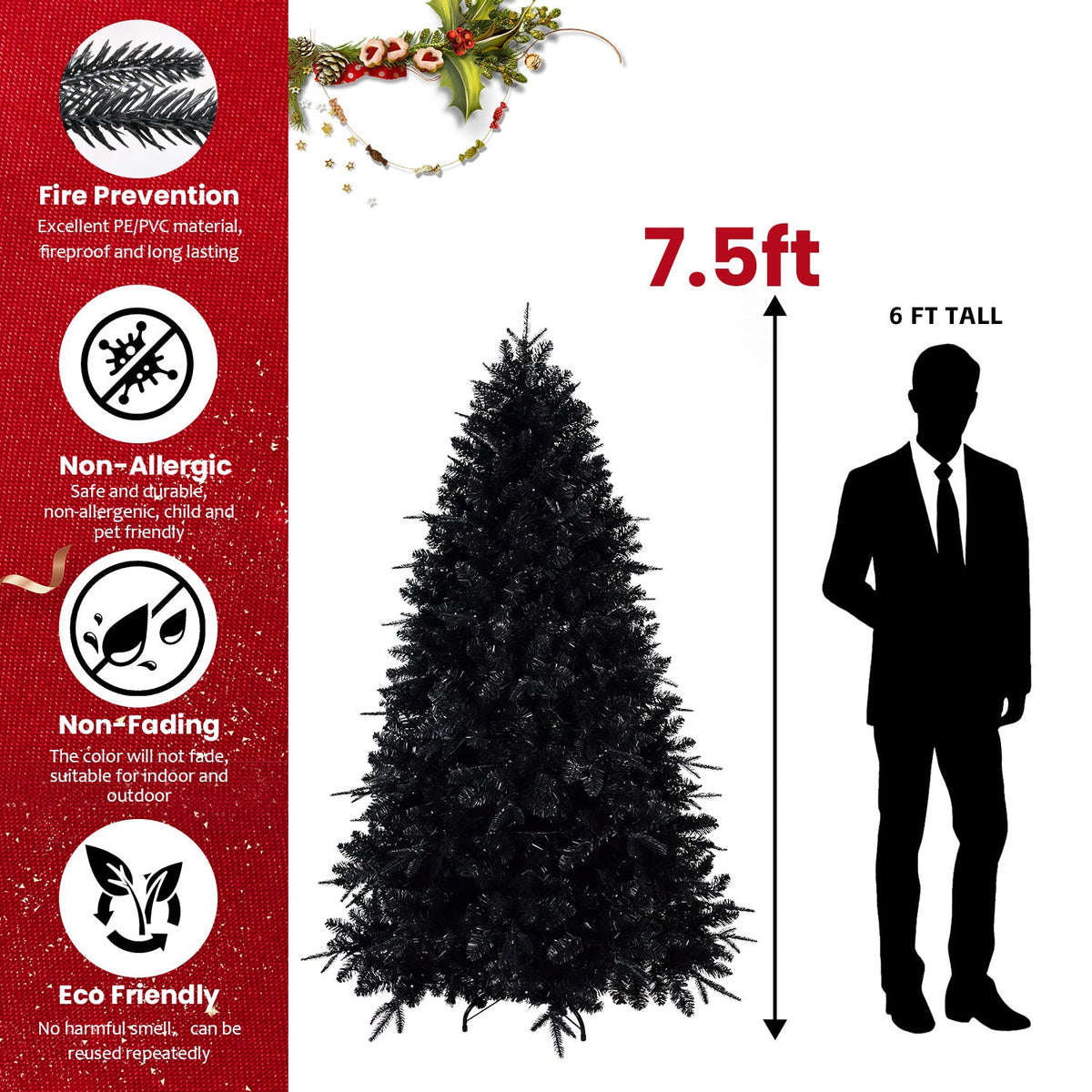 PE/PVC Mixed Black Christmas Tree - Sonkuki