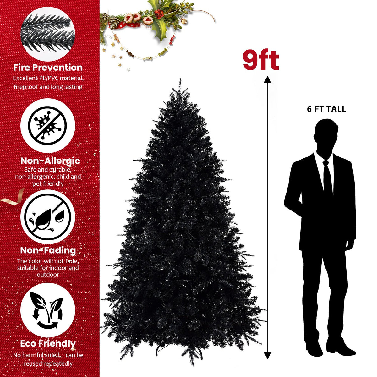 PE/PVC Mixed Black Christmas Tree - Sonkuki