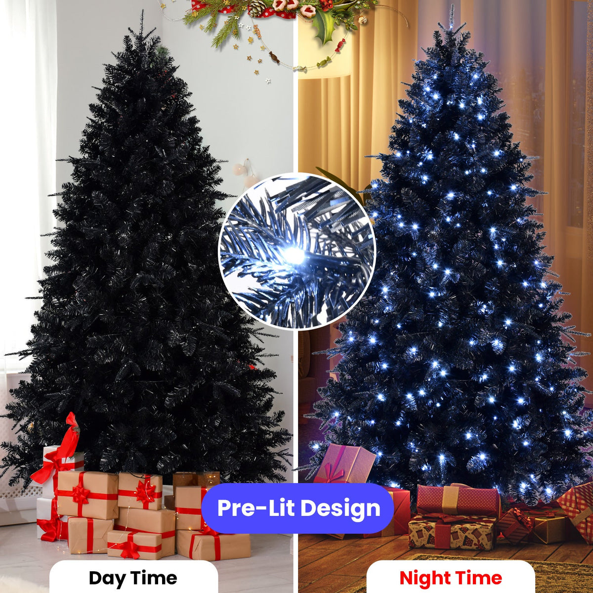 PE/PVC Mixed Black Christmas Tree - Sonkuki