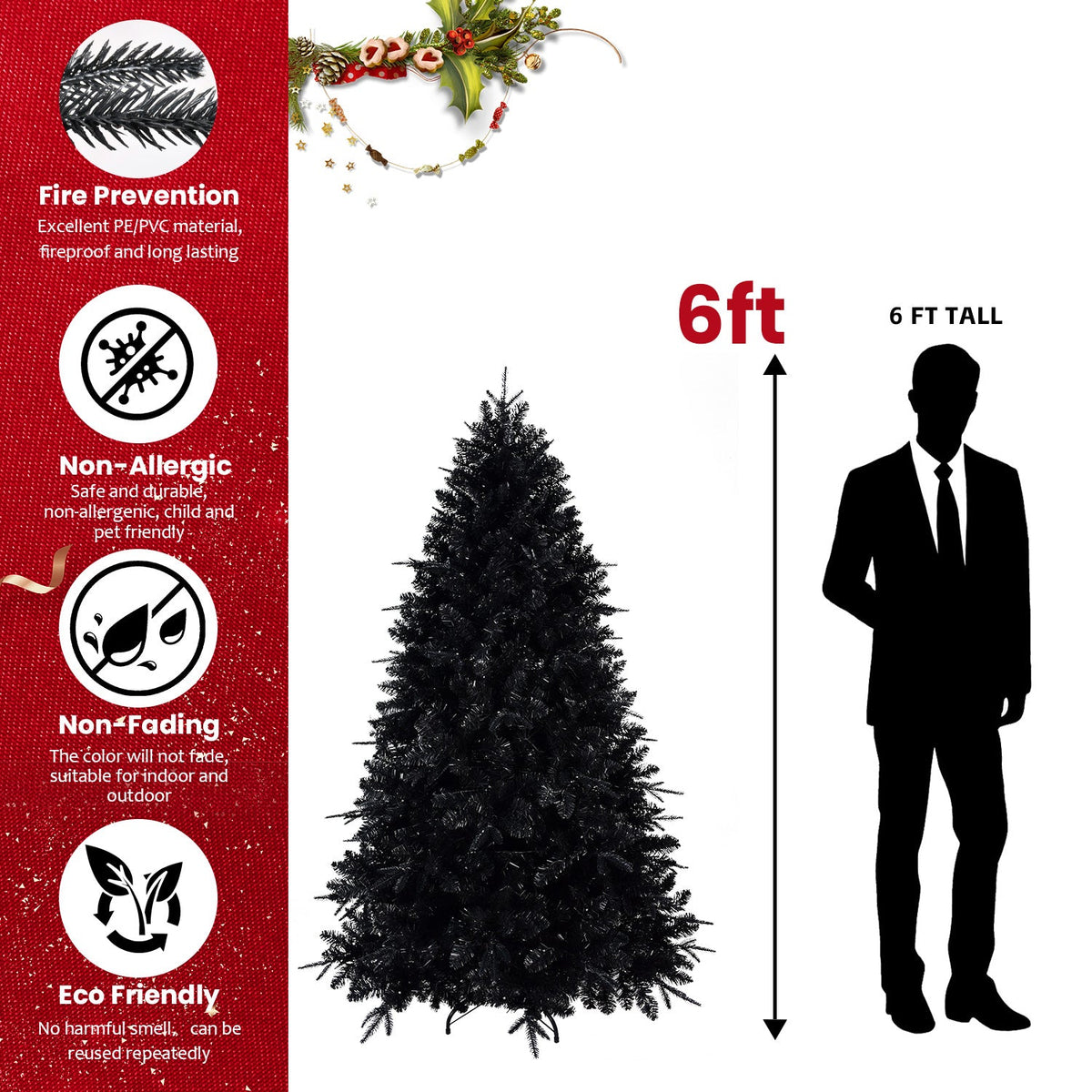 PE/PVC Mixed Black Christmas Tree - Sonkuki