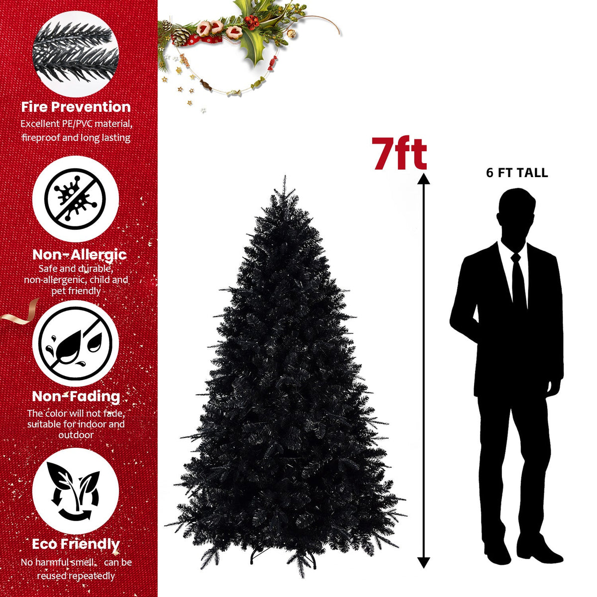 PE/PVC Mixed Black Christmas Tree - Sonkuki