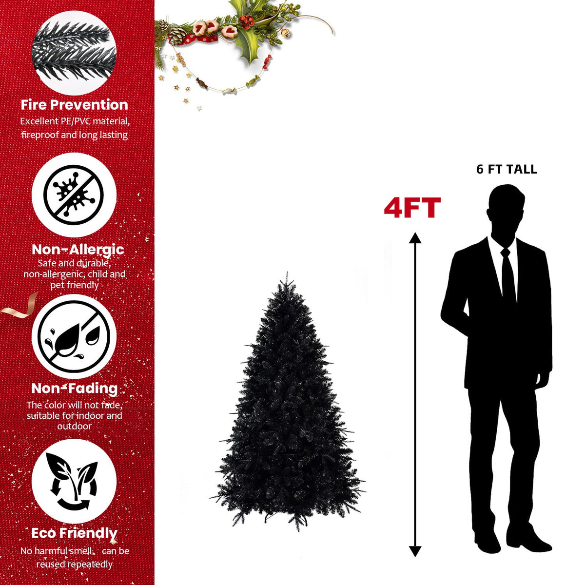 PE/PVC Mixed Black Christmas Tree - Sonkuki