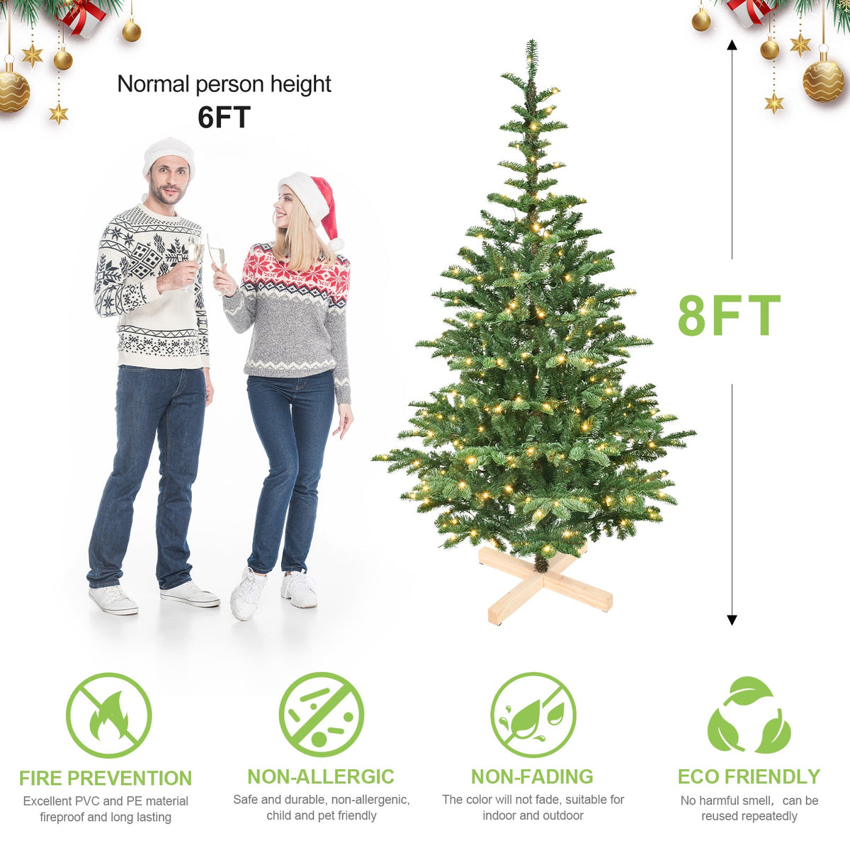 PE/PVC Mixed Christmas Tree with Wooden Stand - Sonkuki