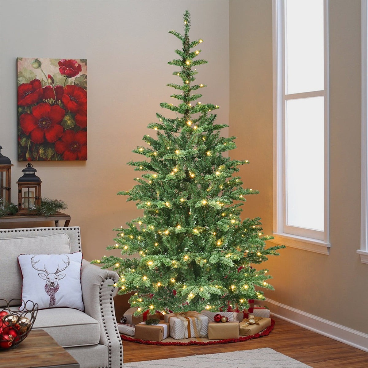 PE/PVC Mixed Christmas Tree with Wooden Stand - Sonkuki