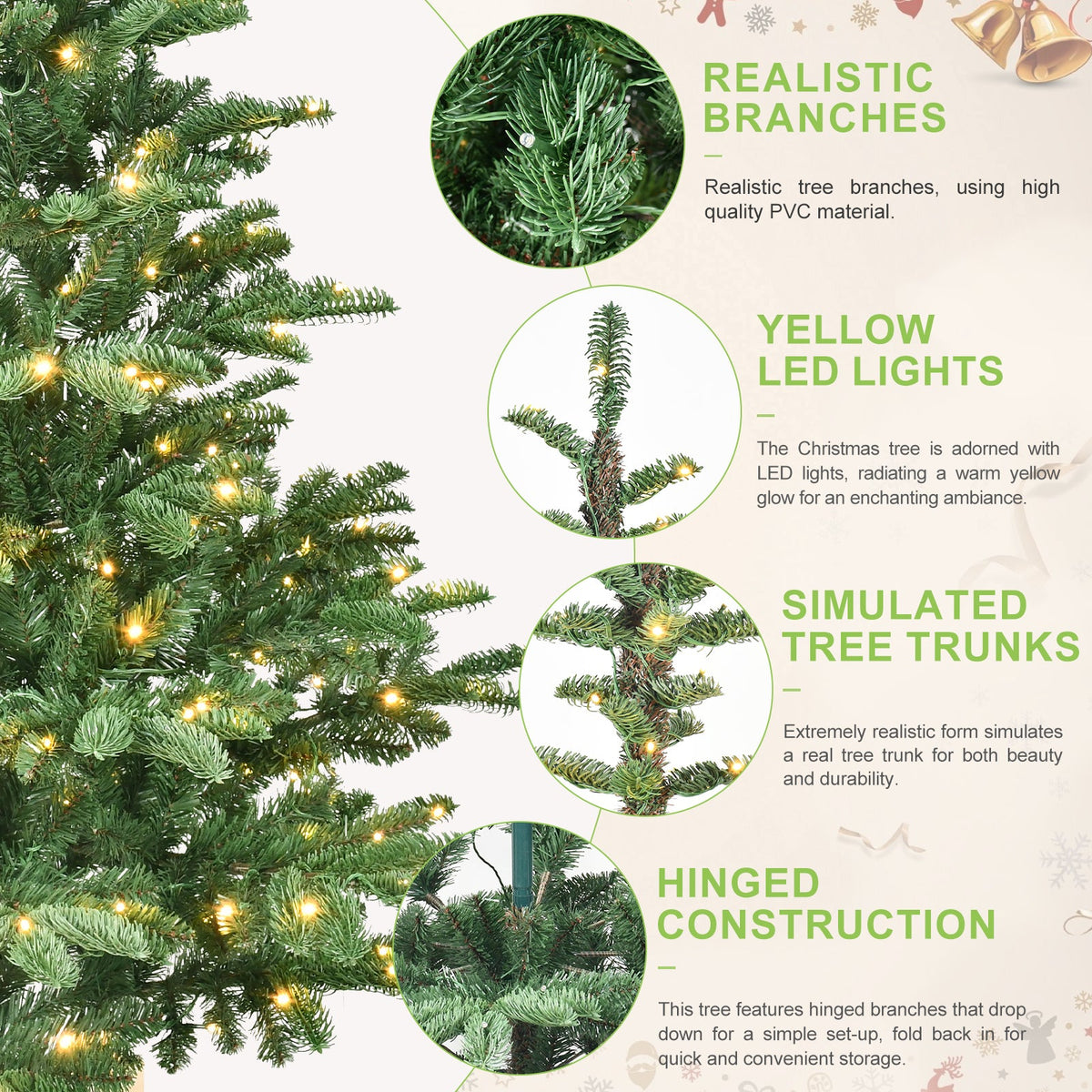 PE/PVC Mixed Christmas Tree with Wooden Stand - Sonkuki