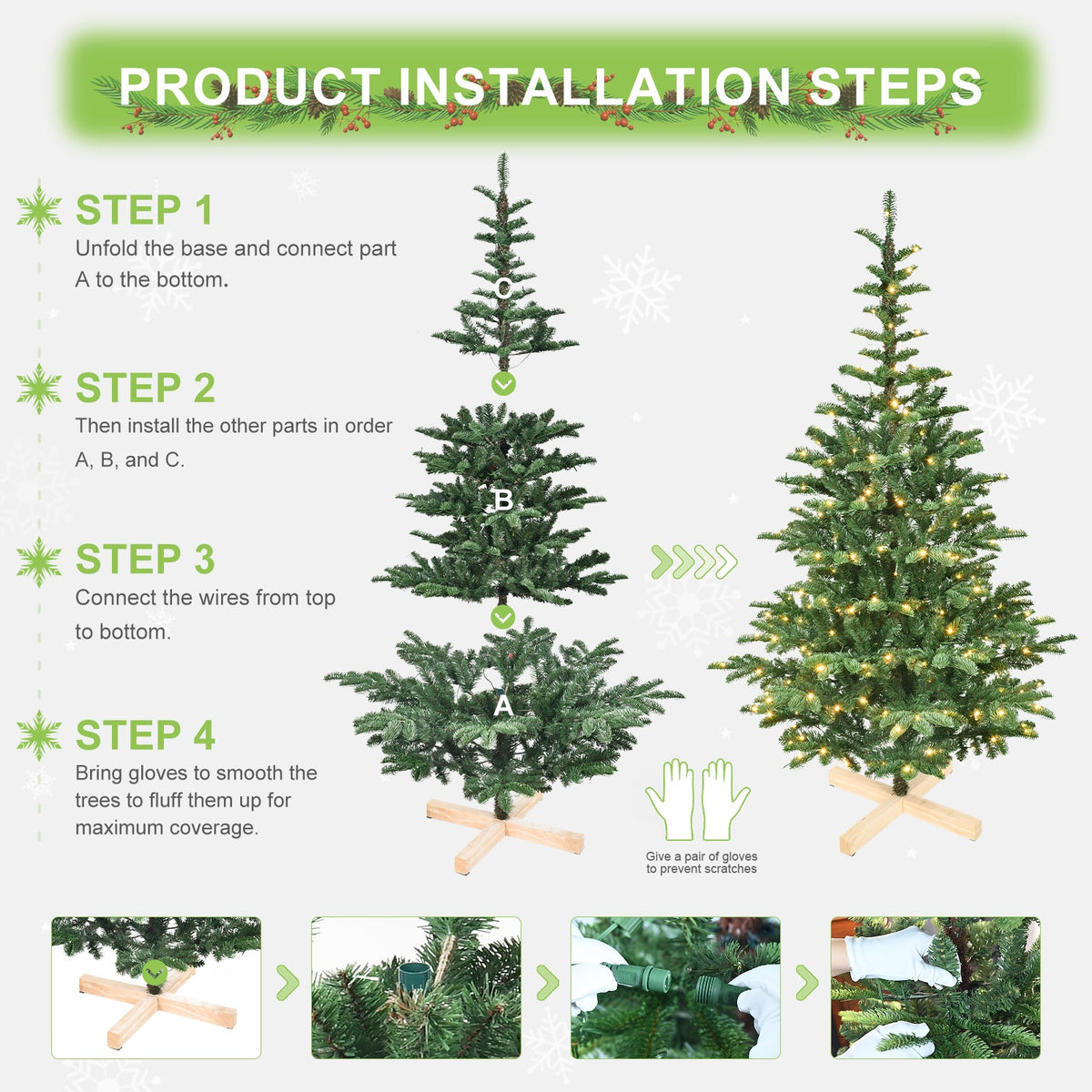 PE/PVC Mixed Christmas Tree with Wooden Stand - Sonkuki