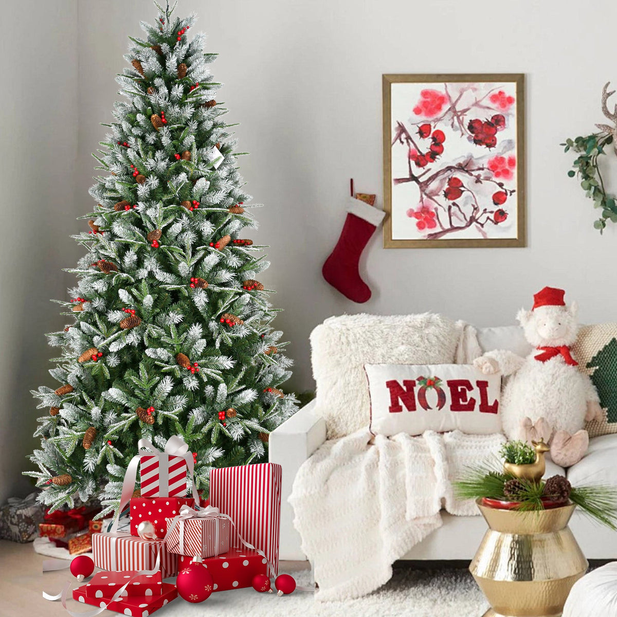 PE/PVC Tree Red Fruit & Pine Cone - Sonkuki