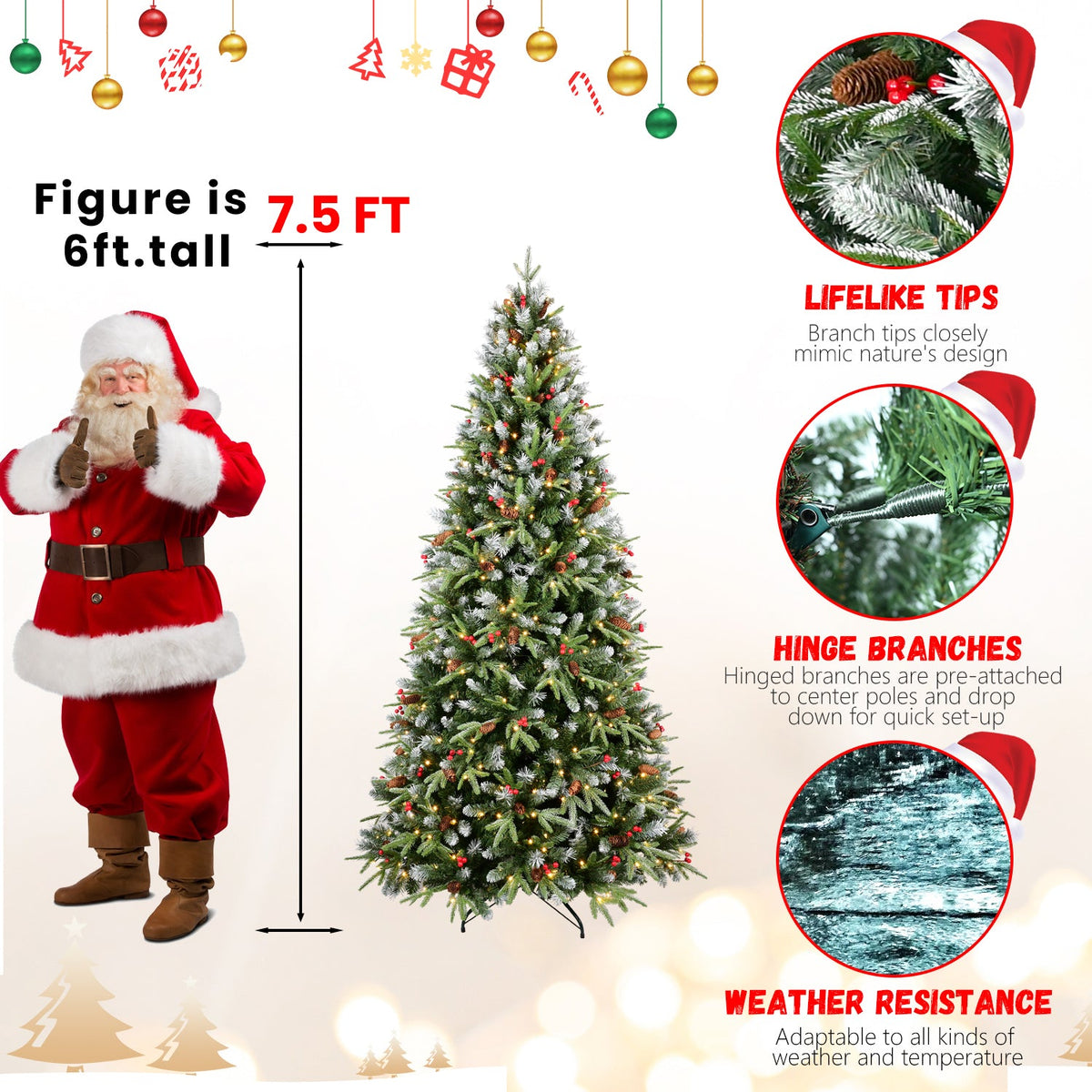 PE/PVC Tree Red Fruit & Pine Cone - Sonkuki