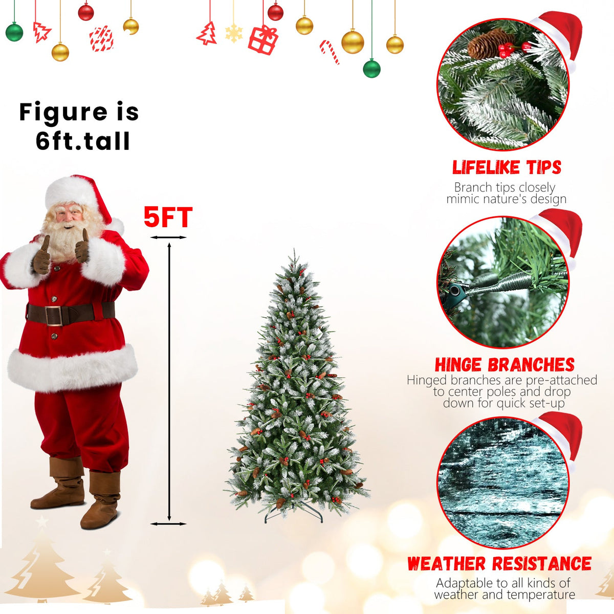 PE/PVC Tree Red Fruit & Pine Cone - Sonkuki