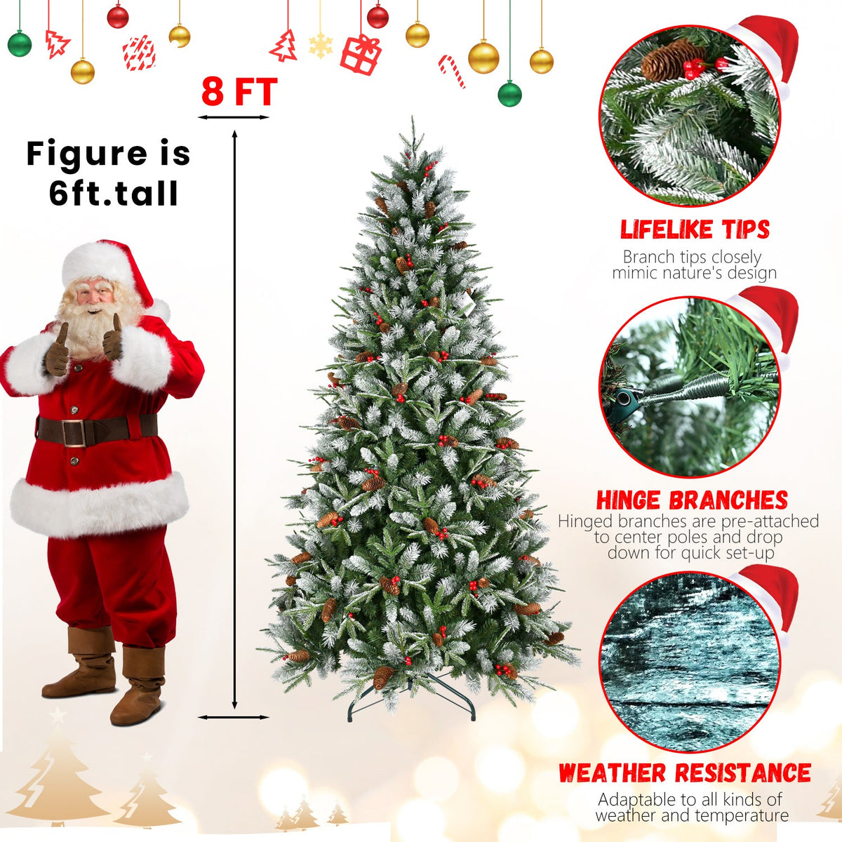 PE/PVC Tree Red Fruit & Pine Cone - Sonkuki