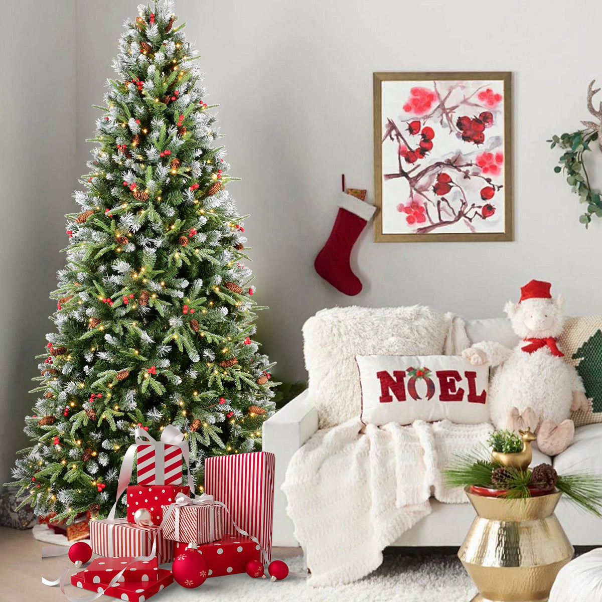 PE/PVC Tree Red Fruit & Pine Cone - Sonkuki