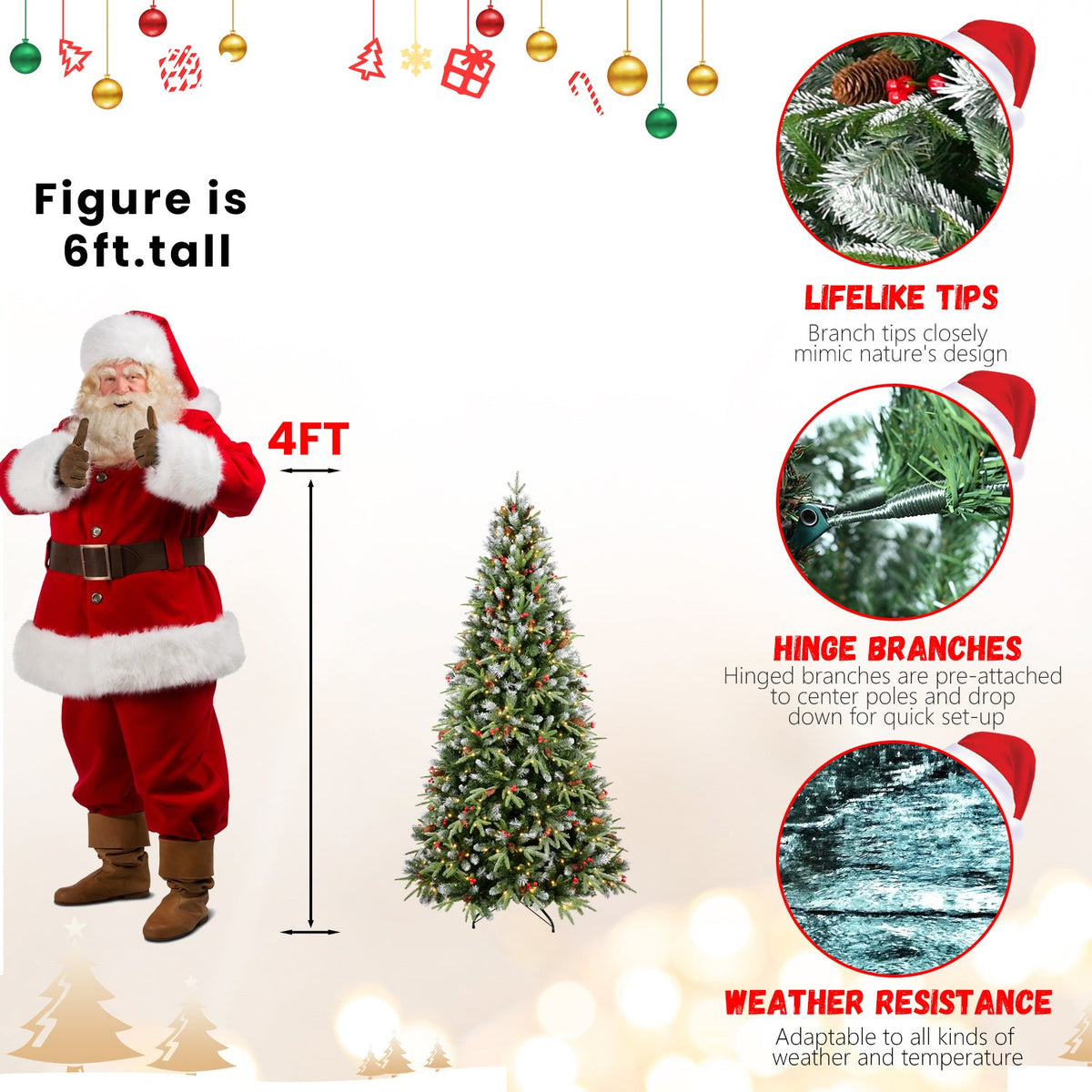 PE/PVC Tree Red Fruit & Pine Cone - Sonkuki